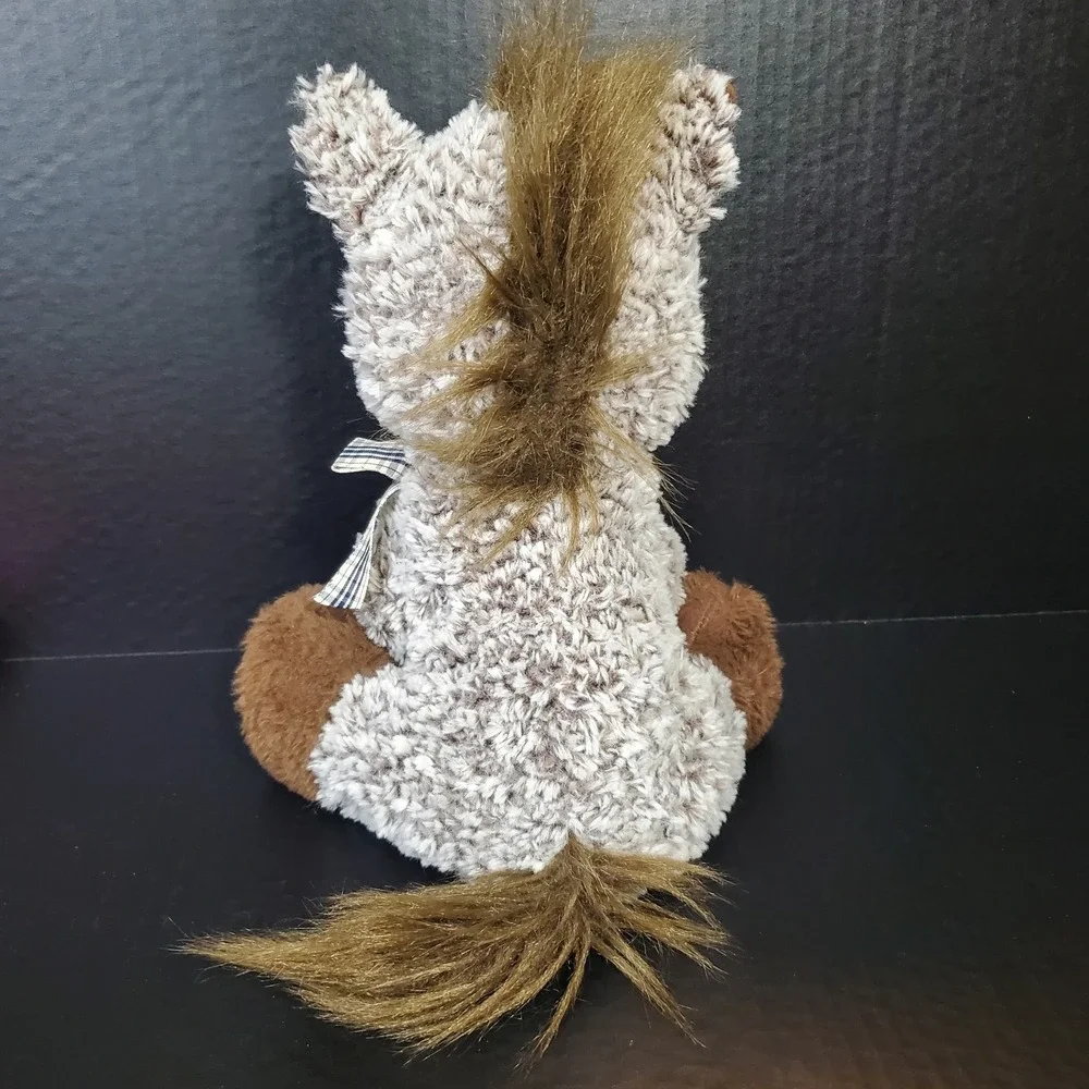Walmart Sitting Horse Plush Brown Frosted Plaid Bow 12